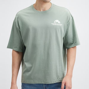 Camisetas de Hombre de Cuello Redondo, 100% Algodón, Color Verde Claro, Duraderas, Ligeras y Cómodas, con Logotipo Personalizado, Talla Grande - Product Image 1