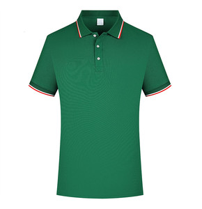 เสื้อโปโลถักสีดำสำหรับผู้ชาย แขนสั้น สีพื้น สไตล์ลำลอง แต่งขอบปกและปลายแขนเสื้อสีแดงขาว - Product Image 3