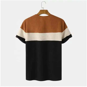Camiseta de algodón con bloques de color para hombre Index Apparel, manga corta, cuello redondo, corte regular, top informal de punto con logo frontal - Product Image 2