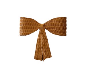 Décoration de Noël rustique en rotin brun tressé avec nœud, ornement de dessus de sapin naturel pour affichage festif - Product Image 2