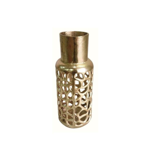 Vase à fleurs en aluminium coulé fait à la main avec finition en laiton naturel, vase à fleurs décoratif personnalisé pour la maison - Product Image 4