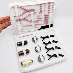 Hair Extension <b>Plier</b> 3mm Hole For Beads Wholesale Purple Surgical Grade Stainless Steel Hair Extension Tools Kit <b>Set</b> - Product Image 5