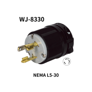 Enchufe Eléctrico con Bloqueo Resistente Compatible con Hubbell WJ-8330 NEMA L5-30P 30A 125V /cUL, Cumple con RoHS, para Uso Industrial - Product Image 1