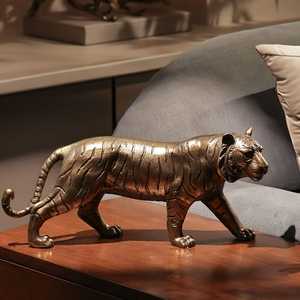 New in stock Aluminum Tiger Sculpture Animal <b>Figure</b> Traditional Design for Tabletop Decor Living Room Display - Product Image 2