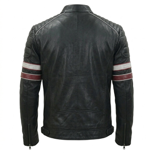 Men's Genuine Cowhide Buffalo Black Biker <b>Jacket</b> Men's Cafe Racer Style Motorcycle <b>Leather</b> <b>Jacket</b> Men Quilted <b>Leather</b> <b>Jacket</b> - Product Image 4