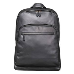Custom HQ black Leather Laptop Backpack Men Women Genuine Cowhide Business Travel Backpack with Trolley Strap 2026 - Product Image 1