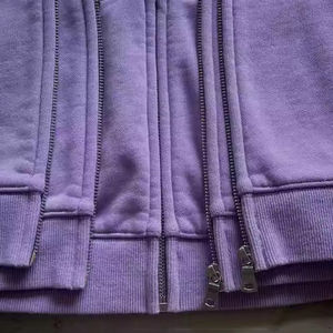 Sweat à capuche triple couche zippé, effet délavé, design personnalisé, couleur unie, style streetwear, avec triple fermeture éclair - Product Image 6