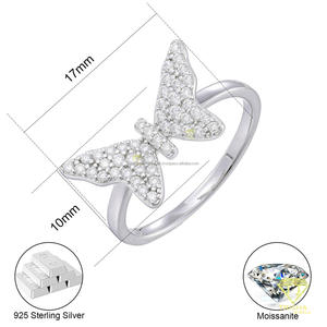 Moissanite Butterfly <b>Ring</b> 925 Sterling <b>Silver</b> Luxury Fashion Jewelry Custom <b>Statement</b> <b>Ring</b> for Women Gift Manufacturer - Product Image 5