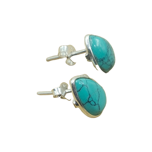 Turquoise 925 Sterling <b>Silver</b> <b>Stud</b> <b>Earrings</b> Handmade Natural Stone Boho Minimalist Jewelry Gift For Women Daily Wear for Sister - Product Image 1