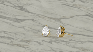 Boucles d'oreilles minimalistes en or 18 carats, solitaires en diamant taille poire, bijoux fins pour femmes - Product Image 2