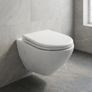 WC suspendu rond moderne en céramique, motif marbre, sanitaires de salle de bain haut de gamme - Product Image 2