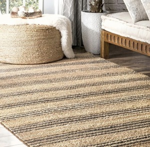 Handmade Braided Jute <b>Rug</b> | Natural Textured Flatweave Solid Color Thin <b>Rug</b> | Rustic <b>Boho</b> Farmhouse Area <b>Rug</b> for Living Room - Product Image 1