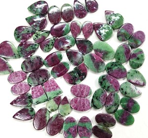 MAHNAJ GEMS Natural Ruby Zoisite Pair Oval Cabochons Polished Flatback Loose Gemstone Lot for Earrings & Jewelry Making , JAIPUR - Product Image 3
