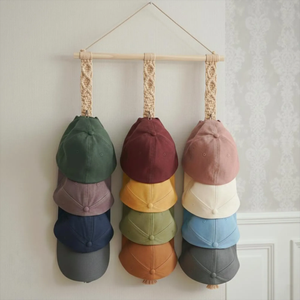 JNC Macrame Vintage Rectangle <b>Wall</b> <b>Mounted</b> Hook-Type Hat <b>Rack</b> Three Layer Cap Organizer Multifunction Storage Holder Baseball - Product Image 3