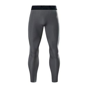 Leggings de compression pleine longueur pour hommes, gris uni, en spandex et nylon, taille élastique - Product Image 5