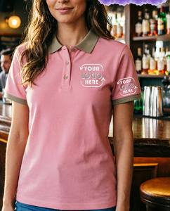 Custom Pink 100% Cotton 220gsm Premium Polo Shirt Short Sleeve Embroidered Logo Contrast Trim Classic Turndown Collar Adult All - Product Image 2