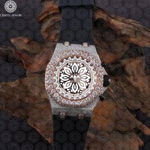 Charm Jewells – montre de luxe en acier inoxydable pour hommes, boîtier rond de 42mm, cristal saphir, chronographe mécanique, bracelet en caoutchouc avec boucle - Product Image 2