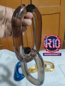 Ornement en maillons de chaîne en résine acrylique gris foncé pour table basse, étagère, armoire, bureau, intérieur de salon, sculpture - Product Image 2