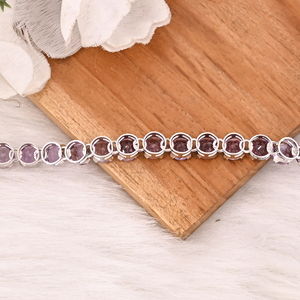 Luxury Purple Amethyst Tennis <b>Bracelet</b> Handmade 925 Silver Unisex Jewelry - Product Image 4