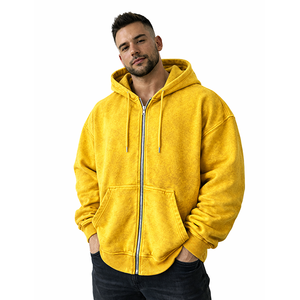 Sudadera con Capucha de Alta Calidad, Corte Regular, Tejido Grueso de 430 g/m², 100% Algodón, Forro Polar Amarillo, Secado Rápido, Antiarrugas, Unisex, para Invierno - Product Image 4