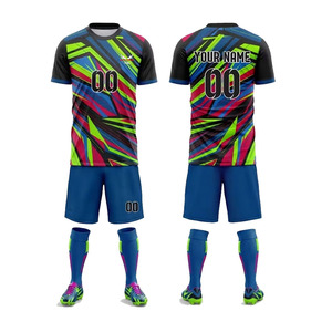Conjunto de Camiseta de Fútbol para Hombre, Manga Corta, Estampado Geométrico Sublimado, Uniforme Deportivo de Secado Rápido, para Adultos, Todas las Temporadas, Azul, Verde, Rosa - Product Image 1