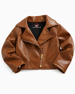 WARPRO INDUSTRY Unisex Brown PU Leather Motorcycle Jacket Stand Collar Asymmetric Zipper Cotton <b>Lined</b> Autumn Fashion <b>Coat</b> for - Product Image 5