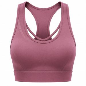 Women's Navy <b>Blue</b> Racerback Sports <b>Bra</b> High Support Breathable Lightweight Seamless Simple Front Logo Yoga Wear - Product Image 5