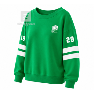 Custom Iota Phi Lambda Sorority Breathable Varsity <b>Sweatshirt</b> with Embroidered Logo on Front green <b>White</b> full Sleeve for Female - Product Image 2