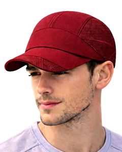 Men Maroon Mesh Panel Sports Cap Breathable Lightweight Adjustable Summer Running Training Outdoor Baseball Hat For Men Use - Product Image 2