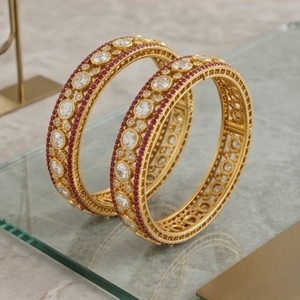 Women's 925 Silver Monzo Bangles Traditional Ruby Stone Designer <b>Kada</b> Bracelet Set for Women Classic Wedding Jewelry - Product Image 5