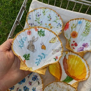 ถาดเปลือกหอยประดับตกแต่งทำมือ จานใส่เครื่องประดับเปลือกหอยสแกลลอป งานฝีมือเปลือกหอยธรรมชาติ ของตกแต่งบ้าน - Product Image 2