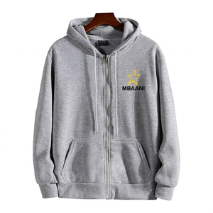 Sweat-shirt à capuche zippé rouge pour homme MBAANI, coupe classique, couleur unie, avec logo sur le devant et poche, idéal pour l'automne - Product Image 4