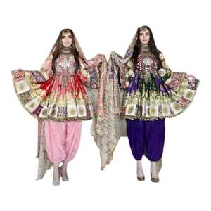Robes afghanes sur mesure avec logo, faible quantité minimum de commande, pour mariage, respirantes, 100 % polyester, style Banarsi, robes de fête afghanes Kuchi pour femmes - Product Image 1
