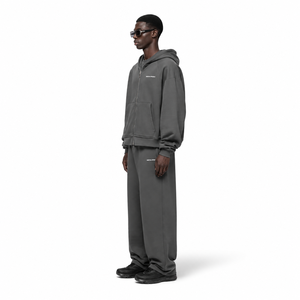 Custom Heavyweight Oversized Straight Leg <b>Zip</b> up <b>Hooded</b> Tracksuit Set OEM Supplier Custom Logo Polyester Hoodie Jogger Set - Product Image 5