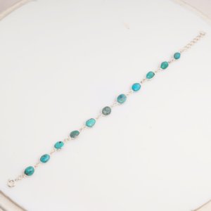 Natural Turquoise Bracelet 925 Sterling Silver Bezel Set Oval Turquoise Gemstone Adjustable Tennis Bracelet <b>Gift</b> For Women - Product Image 3