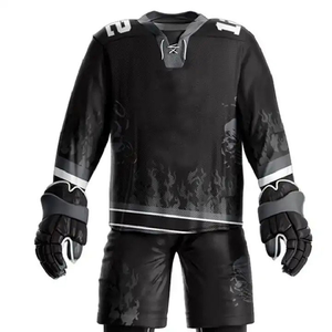 Tenues de hockey sur glace entièrement personnalisées avec impression par sublimation, service OEM ODM, ensemble 2 pièces à manches longues et shorts - Product Image 4