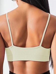 Ladies Seamless Halter Neck Active <b>Top</b> Thin Strap Straight Back Exercise Brassiere High <b>Compression</b> Workout Vest Vendor - Product Image 4