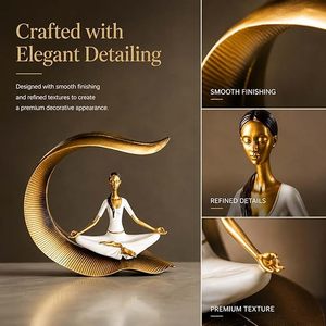 Figurine de yoga en forme de croissant de lune doré, décorative pour table - Product Image 5