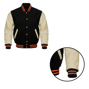 Chaquetas Varsity Personalizadas para Hombre, Nueva Colección, Transpirables, con Parches de Seda/Algodón Negro, Bordado Personalizado OEM - Product Image 3