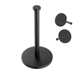 Support de papier essuie-tout en acier inoxydable avec base lestée et ventouses, support antidérapant pour comptoir, rangement de comptoir - Product Image 1