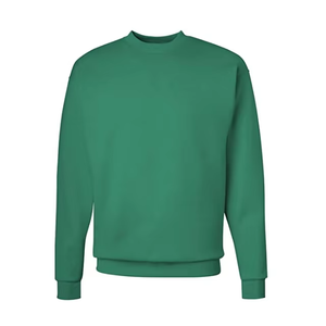 Sudadera Ligera de Cuello Redondo para Hombre, Color Verde Sólido, Corte Regular, Tejida, Manga Larga, Informal, para Otoño, 100% Algodón - Product Image 1