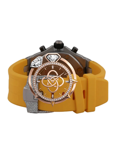 Reloj analógico de cuarzo con incrustaciones de diamantes de lujo, caja redonda en tono oro rosa, correa de cuero, esfera con números romanos, reloj de moda para mujer - Product Image 4