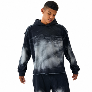 Ensemble de survêtement tie-dye à capuche, coupe ample, couleur dégradée, avec poches latérales, respirant, style décontracté, collection automne - Product Image 3