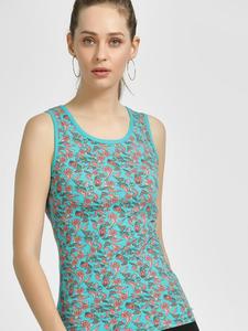 Débardeur pour femme à imprimé floral, col rond, décontracté, respirant, en tricot, spandex, polyester, vêtements de sport - Product Image 1