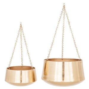 Jardinière suspendue contemporaine en métal avec un artisanat floral de qualité supérieure pour la décoration intérieure et extérieure - Product Image 1