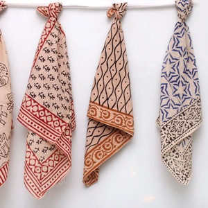 Handcrafted Cotton Printed <b>Bandanas</b> Set | Soft Multi Pattern Head Scarves | Boho Hair Wrap Neck Scarf for Women, Men. - Product Image 1