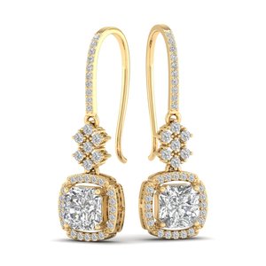 Boucles d'oreilles pendantes REYES personnalisées en argent sterling 925 avec diamants HPHT CVD cultivés en laboratoire, plaquées or 14 carats, pour mariage et soirées, bijoux raffinés - Product Image 6