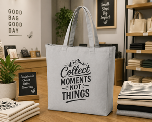 AMANI 300gsm Light Grey <b>Canvas</b> <b>Tote</b> Bag 18x16x3 Cotton Zipper Large Reusable Eco Friendly Shopping Bag Long Handle Custom Print - Product Image 2