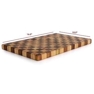 Tabla de cortar de madera de veta cruzada a cuadros - No tóxica, fácil de limpiar, apta para lavavajillas - Product Image 4