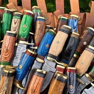 Cuchillo de Caza de Hoja Fija de Alta Calidad al por Mayor, Cuchillos de Caza de Acero de Damasco para Camping - Product Image 2